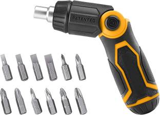 GSK Cut 13in1 Folding Ratchet Screwdriver Multibit with 12 Bits Phillips Slotted Pozi Combination Screwdriver Set