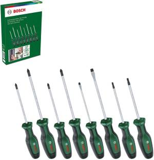 BOSCH 8-Piece Screwdriver Set with Soft grip Handles PH, PZ, SL, TX Standard Screwdriver Set