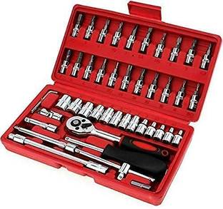 kayru 46 in 1 Screwdriver and Socket Set and Car Repair Tool Hand Tool Kit, Multi-Purpose Combination Tool Case Precision Socket Set Double Sided Rachet Wrench