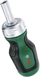 BOSCH Stubby Ratchet Screwdriver with 6 Steel Bits | Soft-Grip Handle Ratchet Screwdriver