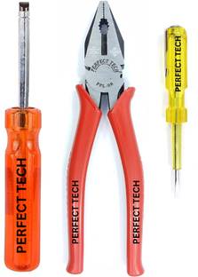PERFECT TECH Combo Set Screwdriver 8 Inch Plier 8 Inch Tester 8 Inch Combination Screwdriver Set