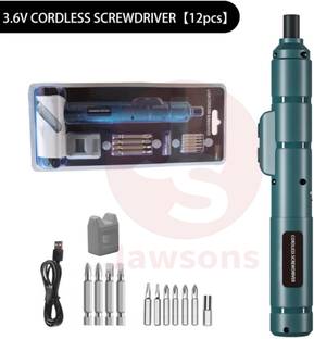 Jawsons ™ Cordless Screwdriver with a rechargeable battery, interchangeable bits, Standard Screwdriver