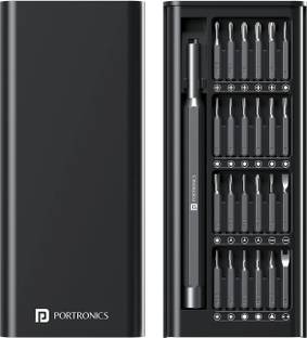 Portronics Bit Box, 24-in-1 Screwdriver Kit,Compact,Magnetic&Travel-Friendly Tool Set Offset Screwdriver Set