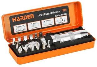Harden 14 Pcs Impact Driver Set (13 Bits and 1 Impact Driver) Professional - 550641 Impact Screwdriver Set