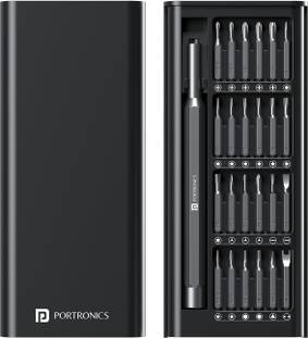 Portronics Bit Box, 24-in-1 Screwdriver Kit,Compact,Magnetic&Travel-Friendly Tool Set Offset Screwdriver Set