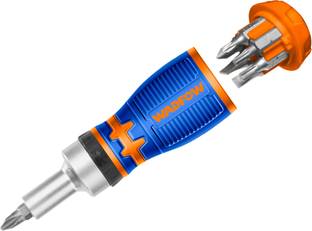 Wadfow 8 in 1 Stubby Ratchet Screwdriver Set, Cr-V Ratchet Screwdriver Set
