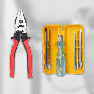 Hillgrove HGCM153M2 5in1 Multipurpose Repair Screw driver with 8"inch Combinational Plier Combination Screwdriver Set