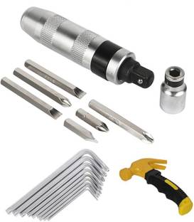 Digital Craft Combo of 3 Item Impact Screwdriver CRV Portable with Mini Hammer, Trox Allen Key Impact Screwdriver Set