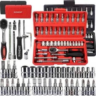 DHYEY ENTERPRISE 46 in 1 Pcs Tool Kit & Screwdriver Car Repair Tools, Adapter for Bike, etc Standard S...