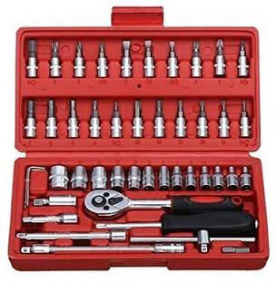SMS ENTERPRISE High Quality Pro 46pcs Socket set Ratchet size 1/4-inch Combination Screwdriver Set
