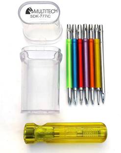MULTITECH 8 in 1 Heavy-Duty Insulated Screwdriver Set with Neon Tester, Transparent Case Standard Screwdriver Set