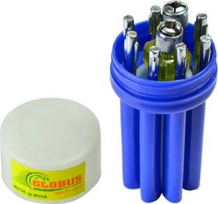 Globus WITH TESTER Combination Screwdriver Set in plastic Box... Standard Screwdriver Set