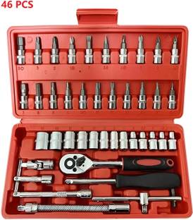 Kusah 46 Pc Set Of Tools Ratchet Socket Wrench Combination Toolbox Hardware Socket Set