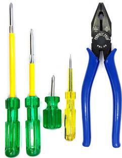 PERFECT SET OF COMBINATION PLIER 8 INCH & 4 PCS SCREW DRIVERS WITH TESTER Standard Screwdriver Set