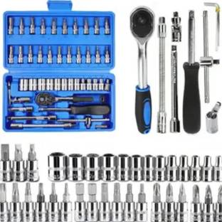 VD Enterprise 46-Piece Ratchet Socket Wrench Tool Kit Set – Complete Car, Bike, Auto Repair Long Handle Screwdriver
