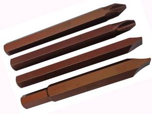 Inditrust NEW Long 4pc Magnetic Impact Driver bits size +PH2 ,+PH3, SL8 AND SL10 Taiwan Impact Screwdriver Set