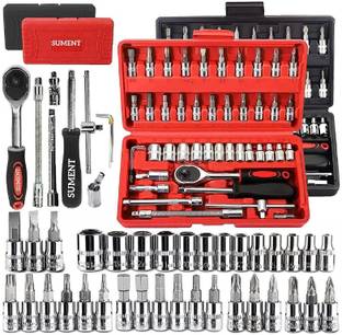 VD Enterprise 46 PCS 1/4 Inch Socket Set | Compact Ratchet Wrench Tool Kit | High Quality Long Handle Screwdriver