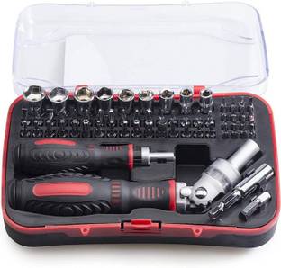 QXORE 61 in 1 Screwdriver Bit Set with Rotatable Ratchet Handles, Repair Tool Kit Ratchet Screwdriver Set