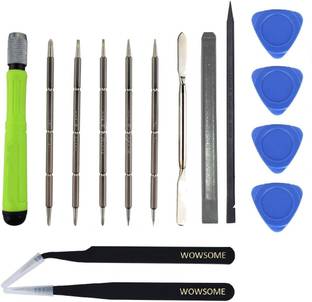 WOWSOME Magnetic Multi-Function Precision Screwdriver Set with 2 Tweezer and 2 stick and 4 plastic Openers for Mobile Phone, Watch, PC, Laptop, Digital Camera Precision Screwdriver Set
