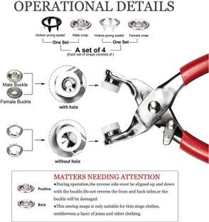 kirfiz Metal Thickened Snap Fasteners Kit, Five Claw Buckle Set Long Handle Screwdriver