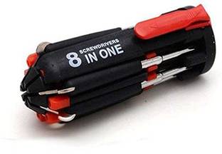 ADONYX 8 in 1 Multi-Function Screwdriver Kit Tool Kit Set with LED Portable Torch Standard Screwdriver Set
