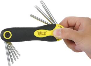 Niralasa TM 8-Piece Folding Star Key Wrench Set Screwdrivers Kit T-9 To T-40 Standard Screwdriver