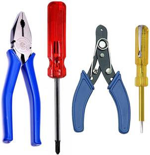 ACP ENTERPRISES Plier with 2in1 Magnetic Screwdriver, Wire Cutter and 12CM Analog Voltage Tester Combination Screwdriver Set