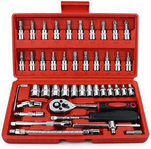 romj 46 in 1 Tool Kit Car Repair Tools Set Socket Set (Pack of 46) Combination Combination Screwdriver...