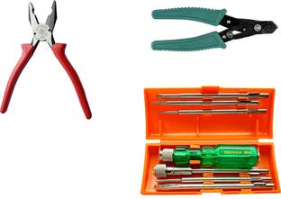 TAPARIA 1621-8 inch combination plier and 840 6 pc screwdriver set ws-06 inch wire stripper pack of 3 Combination Screwdriver Set