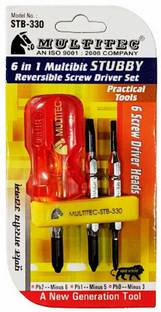 Multitec STB-330 6 in 1 MULTI BIT STUBBY REVERSIBLE SCREWDRIVER SET Stubby Screwdriver Set