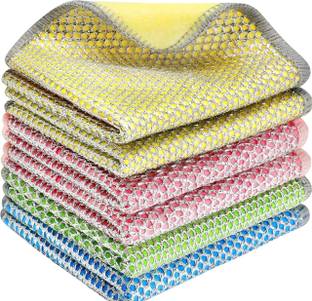 PILONG Multifunctional Multicolor Microfiber cotton Non-Scratch Wire Dishcloth Rag Stainless Steel Scrub, Scrub Pad, Scrub Sponge