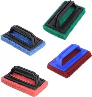 DRIVEMU ENTERPRISES 4 pcs Tile Cleaning Multipurpose Scrubber Brush Handle Scrub Sponge