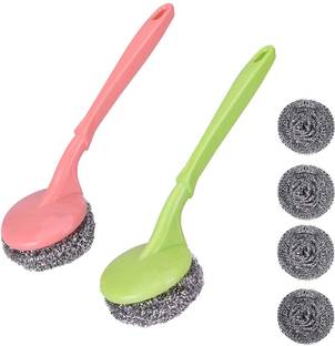 Not available 2 Handle Cleaning Brush with 4 Additional Steel Scrubbers Scrub Pad
