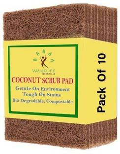 Value Life Coconut Coir Scrubbers (Pack of 10) Scrub Pad