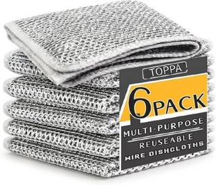 TOPPA WIRE DISH CLOTH 6 Pack Non-Scratch Wire Dish & Gaps Cleaning Brush Scrub Pad Scrub Pad