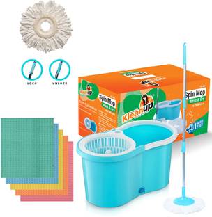 Pranay's Kleanup Sponge Wipe, Spin Mop Bucket, Pocha,Magic Mop 1Refill for Wet-Dry Floor Cleaning Sponge Wipe
