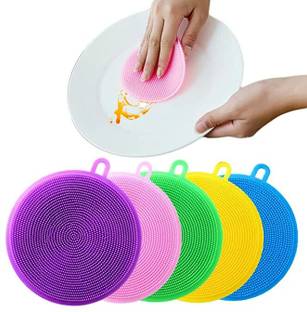 PREMEY Silicon Dishwashing Scrubber(Pack Of 2) Scrub Pad