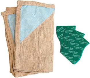 Scotch-Brite Floor cleaning cloth (2N) & Silver sparks scrub pad for dishwashing (3N) Scrub Pad