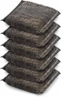 Ramanuja Stainless Steel Super Scrub Set Black, (Pack of 6) Stainless Steel Scrub