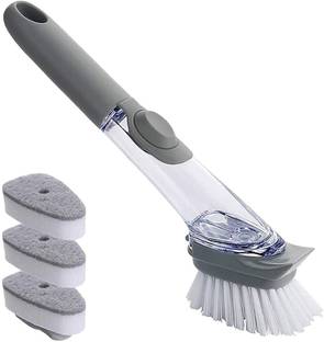 JYOTCREATION Dish Washing Brush Cleaning Brush, Sponge Scrubber with Liquid Dispenser Handle Scrub Pad