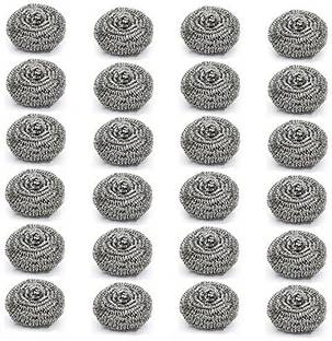lodhi Stainless Steel Kitchen Scrubber for Tough Stain Removal (Pack of 24) Stainless Steel Scrub