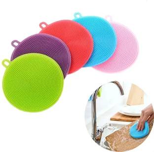 Axiline Silicone Sponge Scrubber Multipurpose Round Pad Clean Wash Non Fruits vegetables Scrub Pad