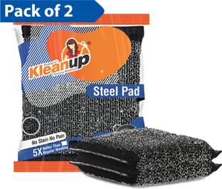 Pranay's Kleanup Stainless Steel Scrub Pad for Utensils Dish Washing Durable Rust-Free Pack of 2 Scrub Pad, Stainless Steel Scrub, Scrub Sponge