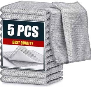 ZEKISTA Non-Scratch Wire Dish Cloths for Dishes, Sinks, Counters - Steel Scrubber Rag Stainless Steel Scrub