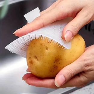 AARADHYAM Rubber Silicone Fruit And Vegetable Cleaning Brush Scrub Pad