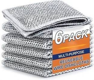 LURISE Multipurpose Non-Scratch Wire Dishwashing Rags for Wet and Dry Scrubber Scrub Pad