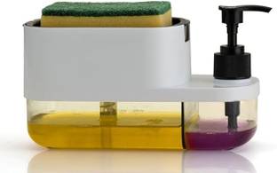 riprap 3 IN 1 Liquid soap Dispenser (Hand wash,Dish wash,Sponge Holder & Scrub Sponge Fresh Liquid Detergent