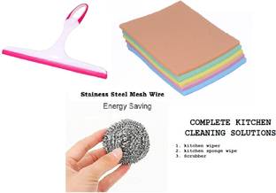 PITRADEV Stainless Steel Scrubber for Clean Dishes(1Pc), Sponge Wipes (5 pc) Wiper 1 pc Cleaning Wipe, Scrub Pad, Kitchen Wiper, Mop