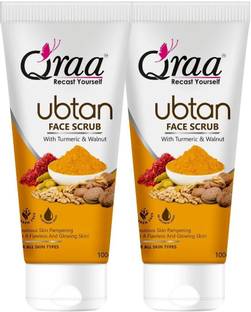 Qraa Ubtan Face Scrub With Turmeric & Walnut For Glowing & Hydrating Skin|Pack of 2 Scrub