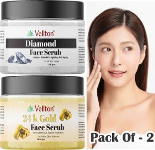 vellton Diamond&24kGold Face scrub Brightening And Shining Skin Scrub Men&Women Combo Scrub